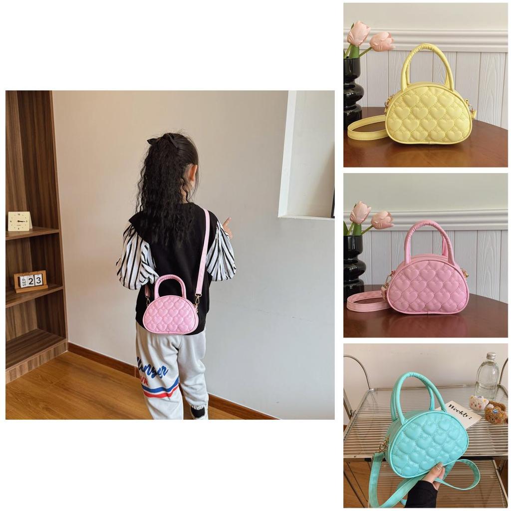Childrens Cute Heart Embroidered Girls Pu Mini Bag With Breathable And Lightweight Design For Kindergarten Use