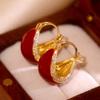 Серебряная игла Красные геометрические серьги-гвоздики Ankara женские корейский ins модный дизайн серьги высококачественные изысканные серьги