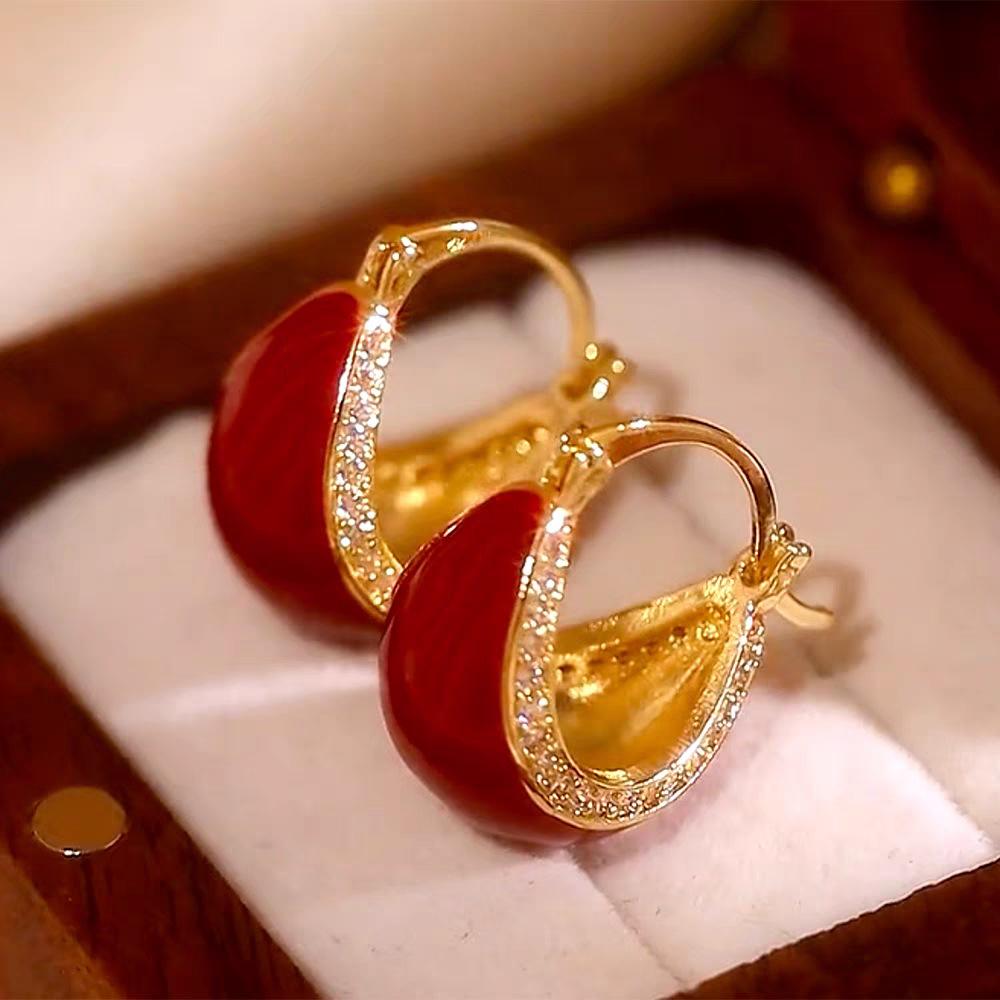 Серебряная игла Красные геометрические серьги-гвоздики Ankara женские корейский ins модный дизайн серьги высококачественные изысканные серьги
