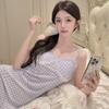 Ice Silk Sexy Nightgown Female Sexy Pure Desire Girlish Feeling Thin Suspender Pajamas Plaid Control Summer Loungewear