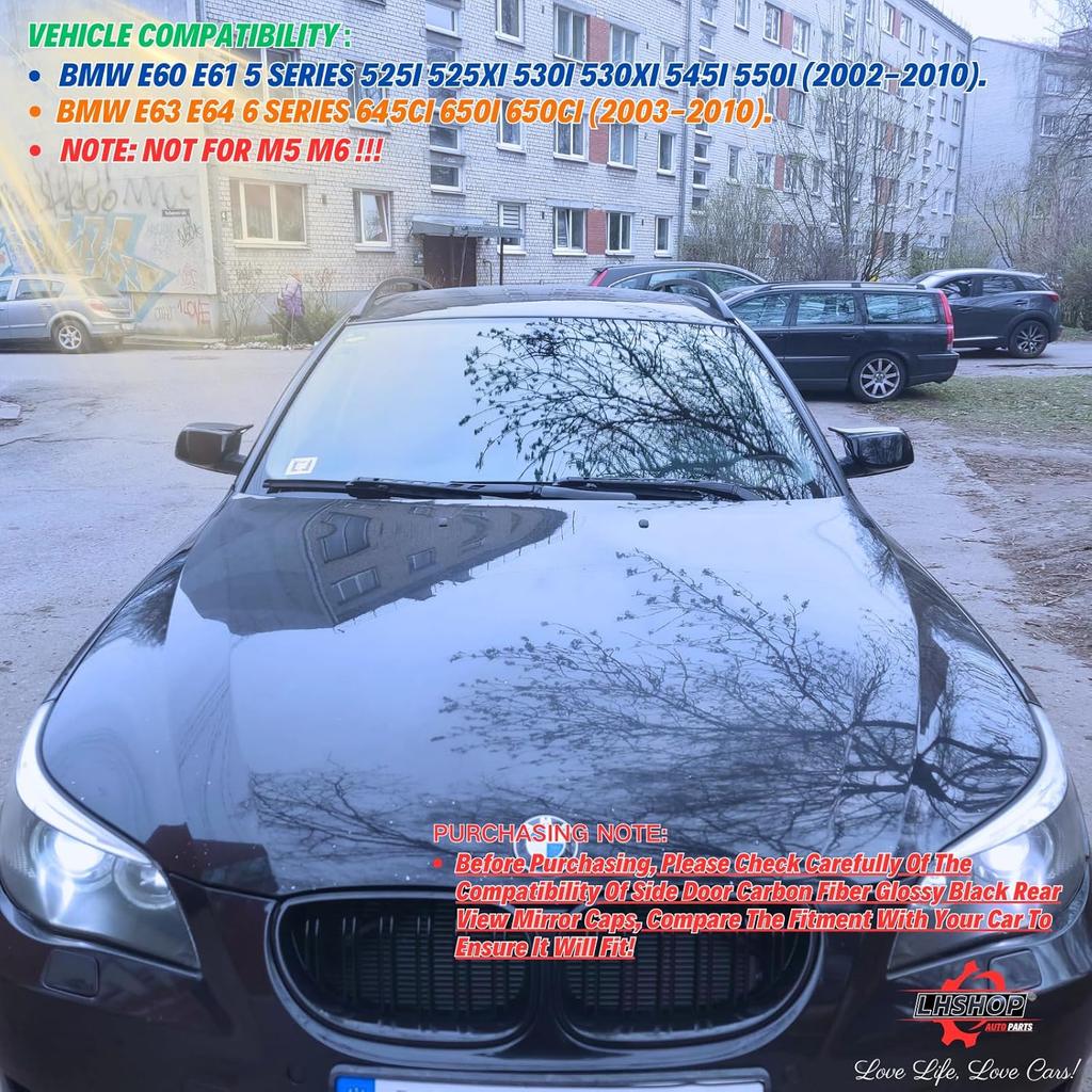 Спортивные накладки на боковые зеркала из углеродного волокна Замена для BMW 5 серии E60 M5 545i 550i M6 2005-2010, E64 645Ci 630i 650i E63 Аксессуары Внешний вид
