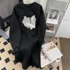 Женская мода Осень Зима Длинный рукав Круглый вырез Свободная талия Повседневные платья