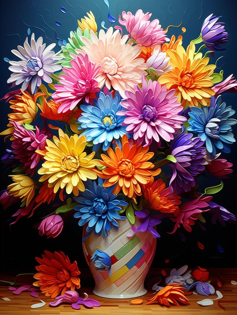 DIY Алмазная вышивка Цветок ромашки Рукоделие Картина Пион Ваза Стразы Картина Пейзаж Мозаика Настенный декор