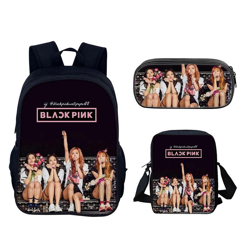 Набор школьных рюкзаков Blackpink из нейлонового материала с креативным дизайном для повседневного использования
