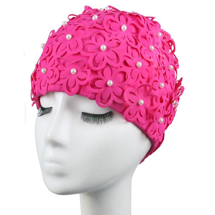 Шапочка для плавания женская Жемчужная Трехмерный Лепесток Модная Увеличенная Спа Плавательная Женская Шапочка для плавания Дышащая Не сдавливающая голову Шапочка для плавания для длинных волос