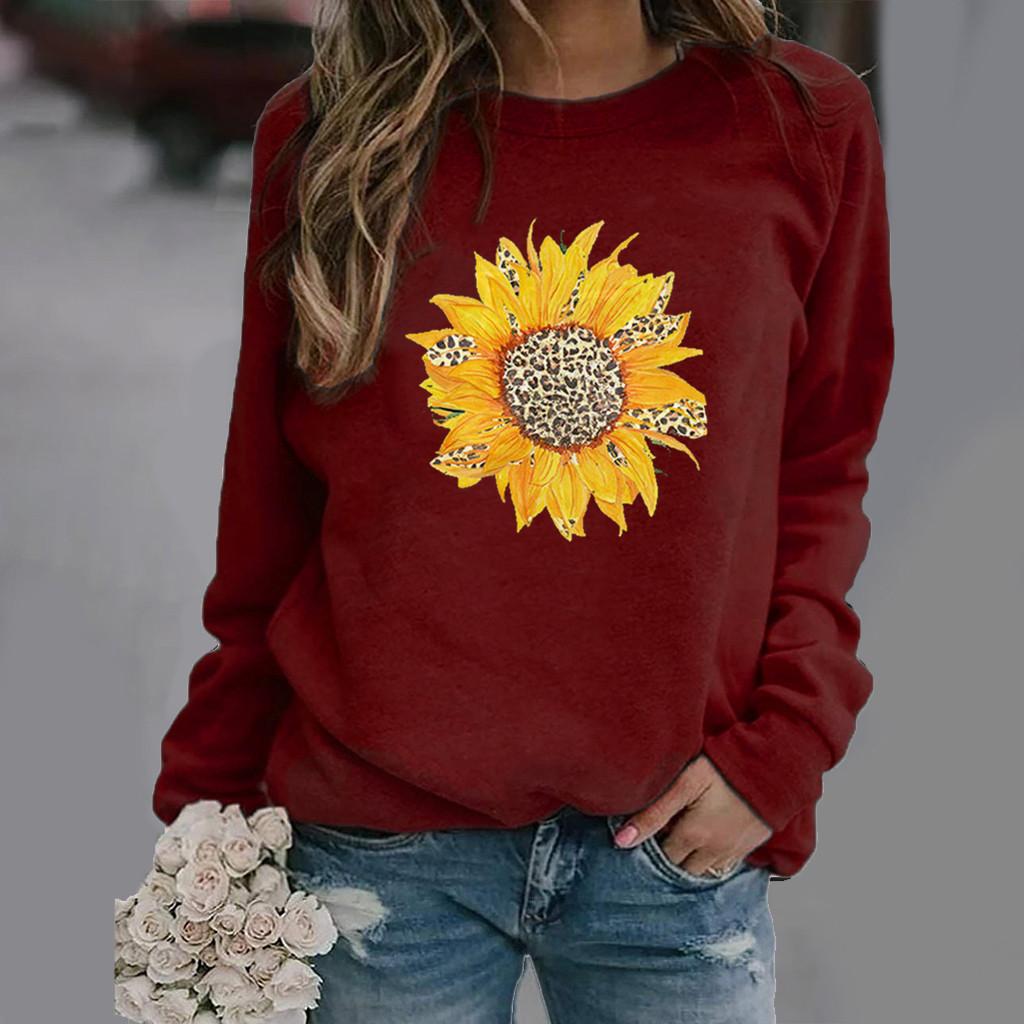 Sunflower 3D Print Women's Y2k Tee Streetwear Sweatshirts Oversized O-Neck Pullover Harajuku Girls Woman Clothing