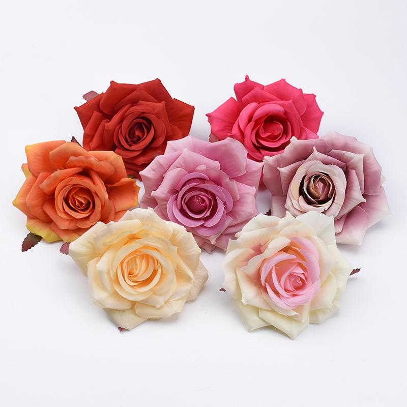 50/100pcs Silk Roses Flowers Wall Room Accessories Festival Car Decoration Home Wedding Cheap Artificial Plants Bride Brooch Diy