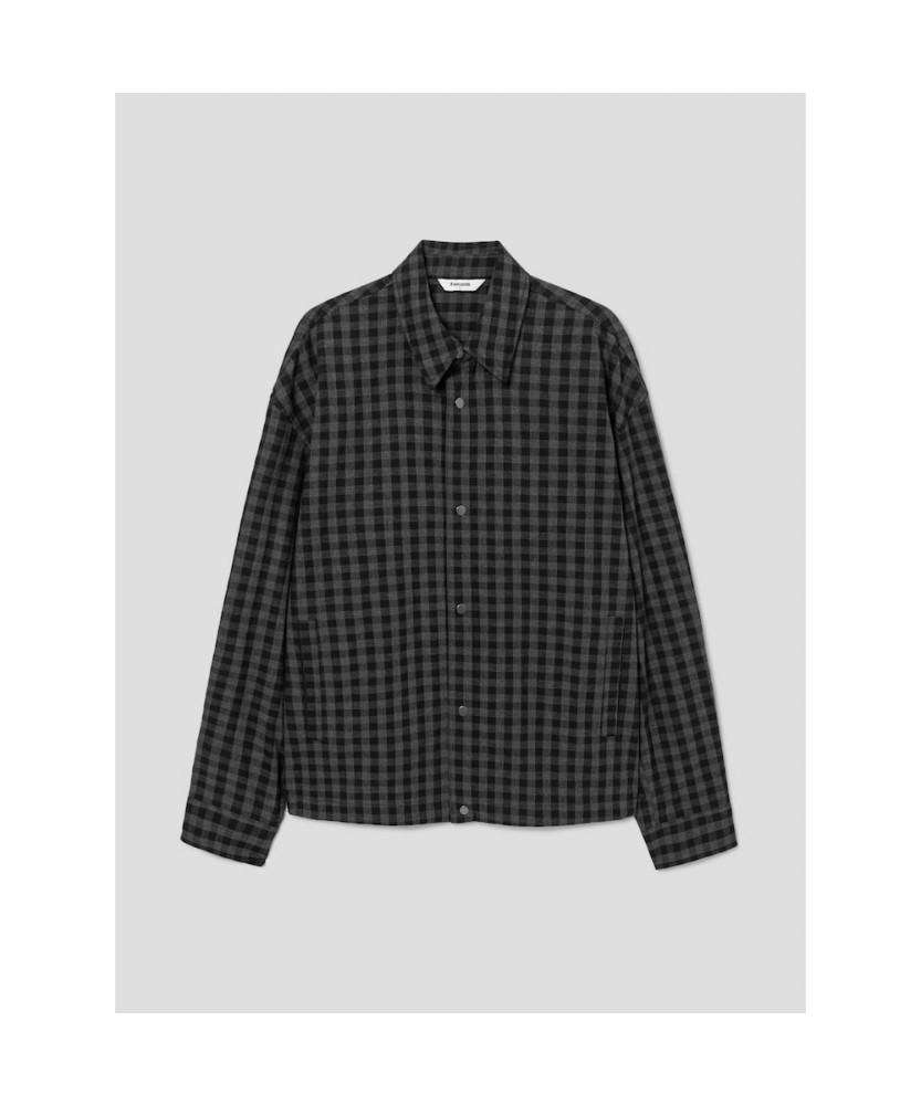8SECONDS Gingham Check Oversized Shacket Black
