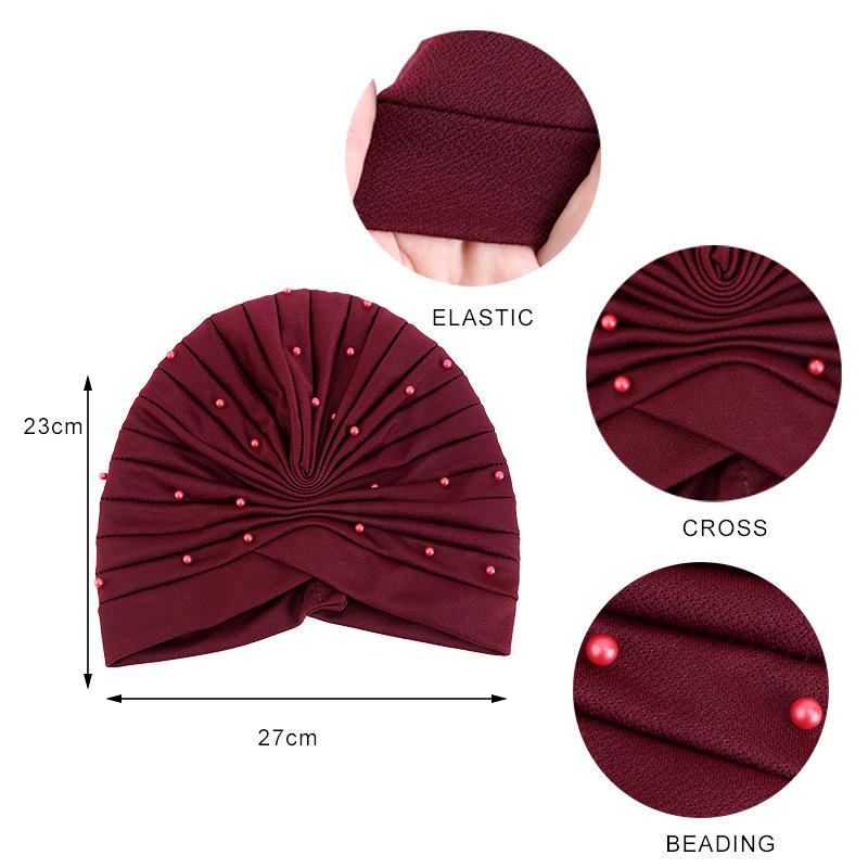 Новые женские тюрбаны с бусинами, шапки-бини, мусульманские головные уборы, женский хиджаб, эластичная шапочка от выпадения волос, шапочка для химиотерапии, от рака