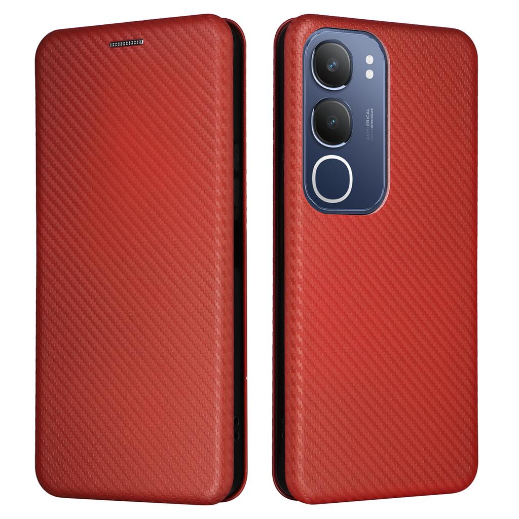 Для vivo Y19s 4G Чехол Текстура углеродного волокна Противоударный Чехол для телефона из ПУ кожи