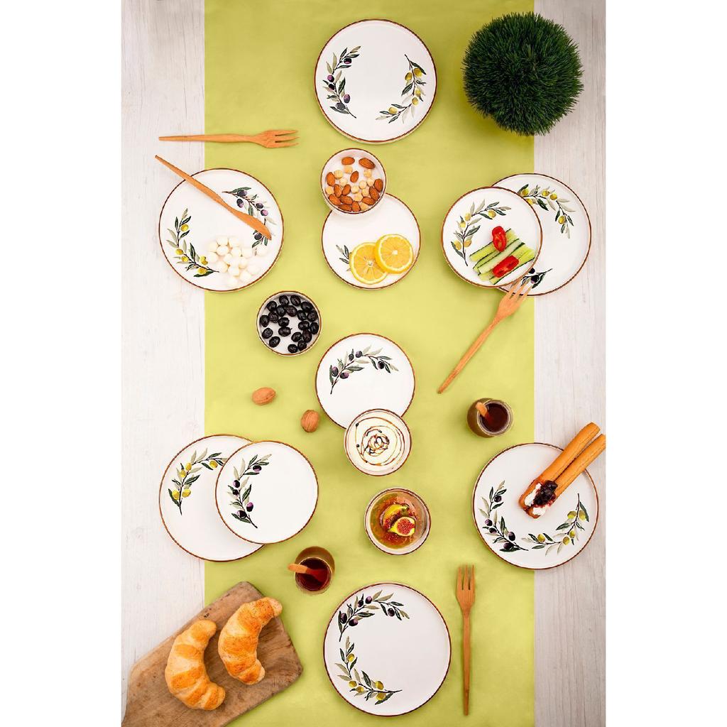 Lux Ceramic Azalea 14 Piece Round Breakfast Set For 6 Persons