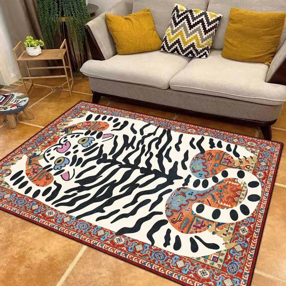 Cartoon Abstract Tiger Totem Carpet Rugs for Living Room Decor Bedroom Leisure Area Non-slip Rug Kitchen Soft Floor Mat Doormat