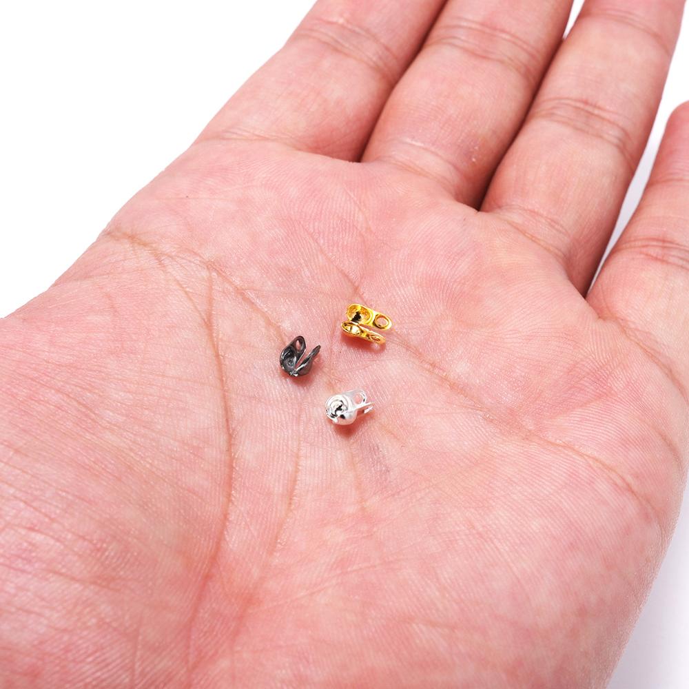 200pcs/lot Connector Clasp Ball Chain Calotte End Crimps Beads Connectors For Jewelry Making Findings DIY Accessories Supplies