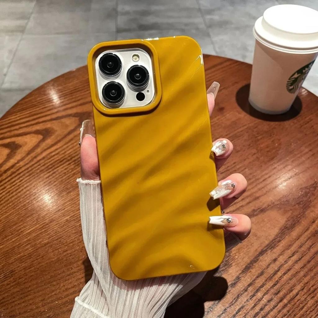 Мягкий Конфетный Чехол для Телефона с Волнистым Рисунком Для iPhone 17 16 11 12 13 14 15 Pro Max Xs Max XR 7 8 Plus 17Air Ударопрочный Бампер
