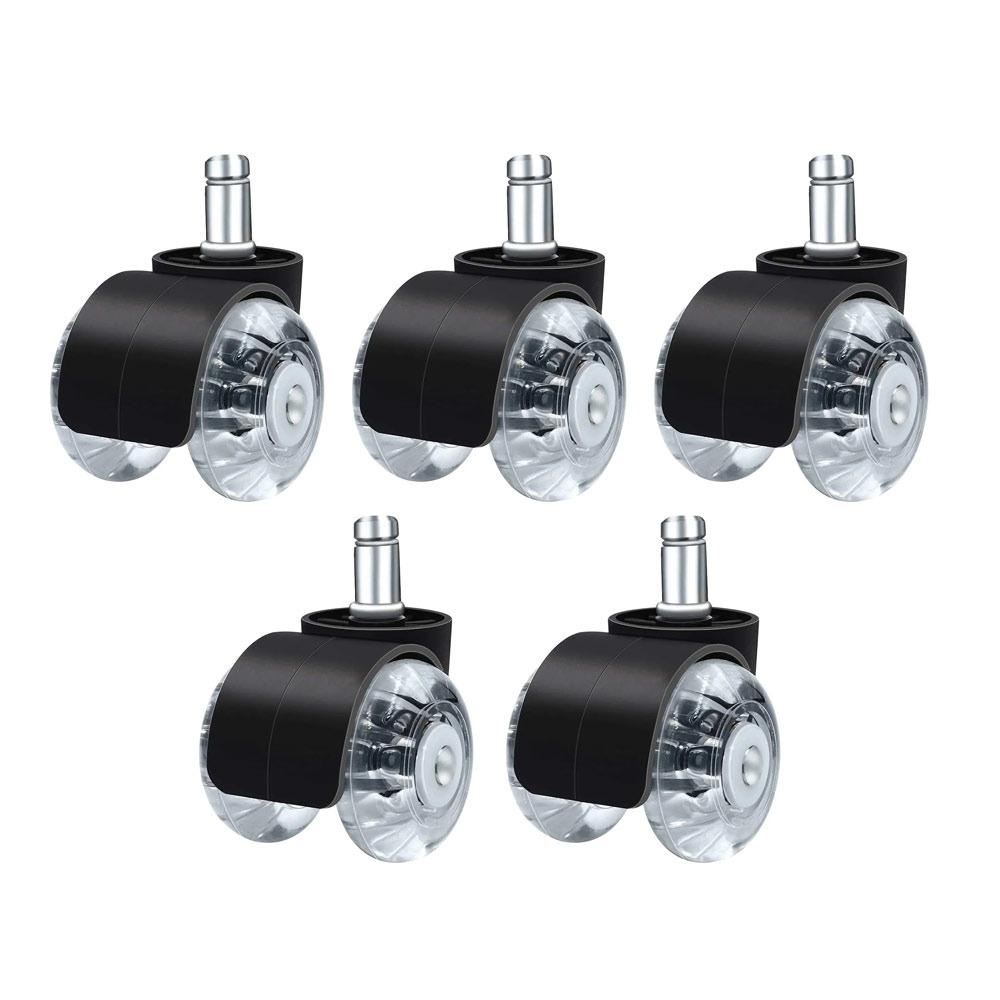 1/5Pcs Universal Desk Chair Wheels Silent 360-degree Rotation Office Chair Caster 2 Inch Double Wheel Design