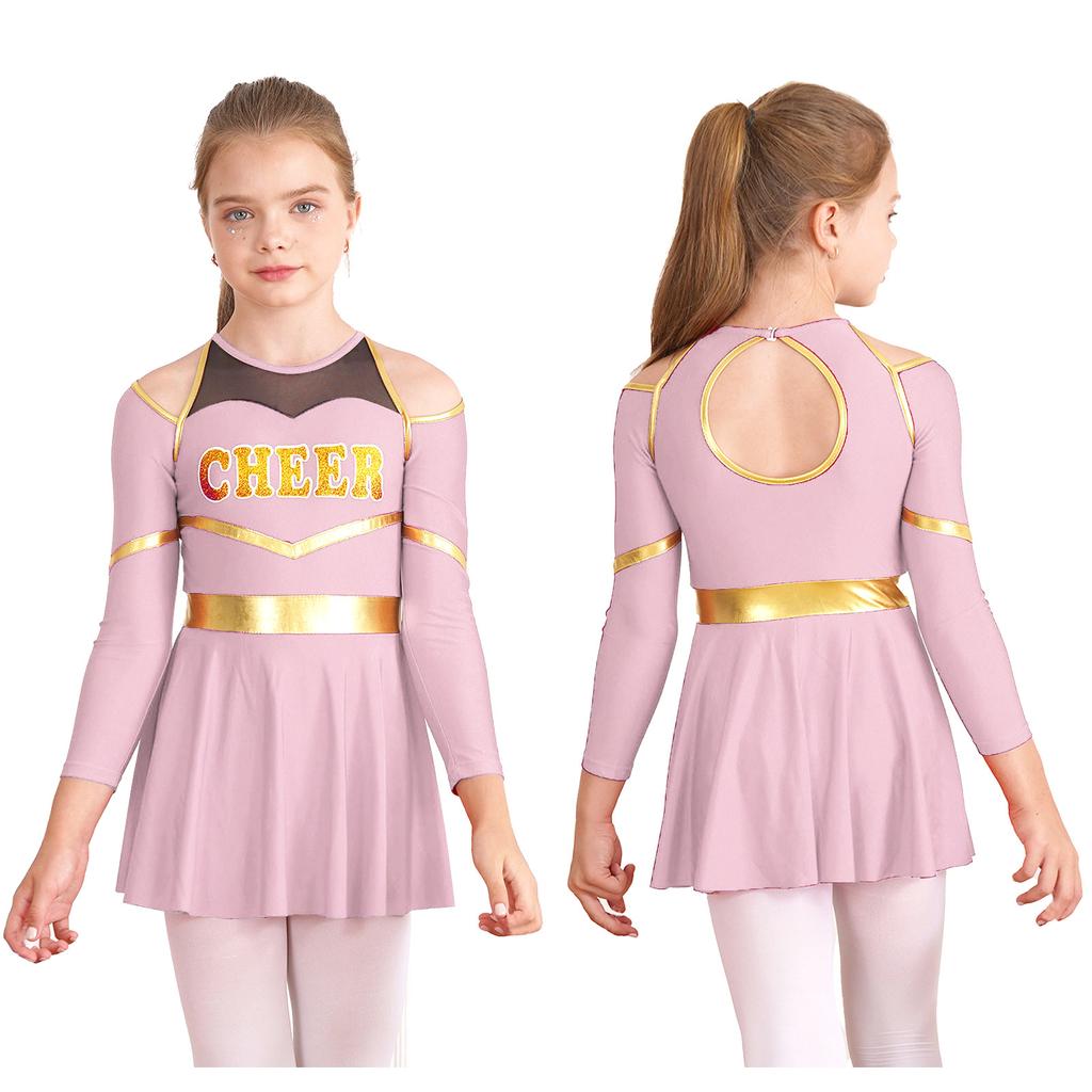 Girls Figure Skating Gymnastics Costume Modern Jazz Ballet Dancewear Pathwork Dress School Sport Meeting Cheerleading Uniform