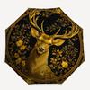 Golden Deer Portrait with Floral Frame Wall Art DecorUmbrella with Cute Design, Portable 3-Fold Compact Umbrella for Men & Women, Valentine's Day Moth