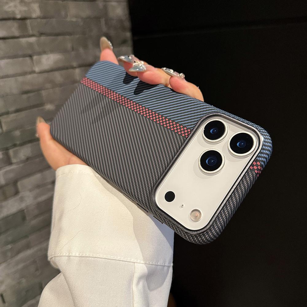 Роскошный Премиальный Чехол из Углеродного Волокна Для iPhone 17 Air 16 15 14 Pro Max Plus С Магнитным Узором Из Сплава Защитная Крышка Рамки Объектива