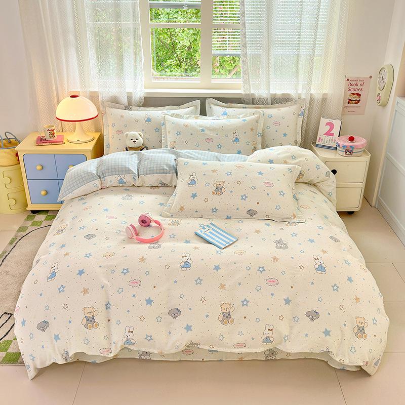 Class A 100% pure cotton four-piece set, bedding, maternal and infant grade, naked sleeping grade, bed sheet, quilt cover, student dormitory three