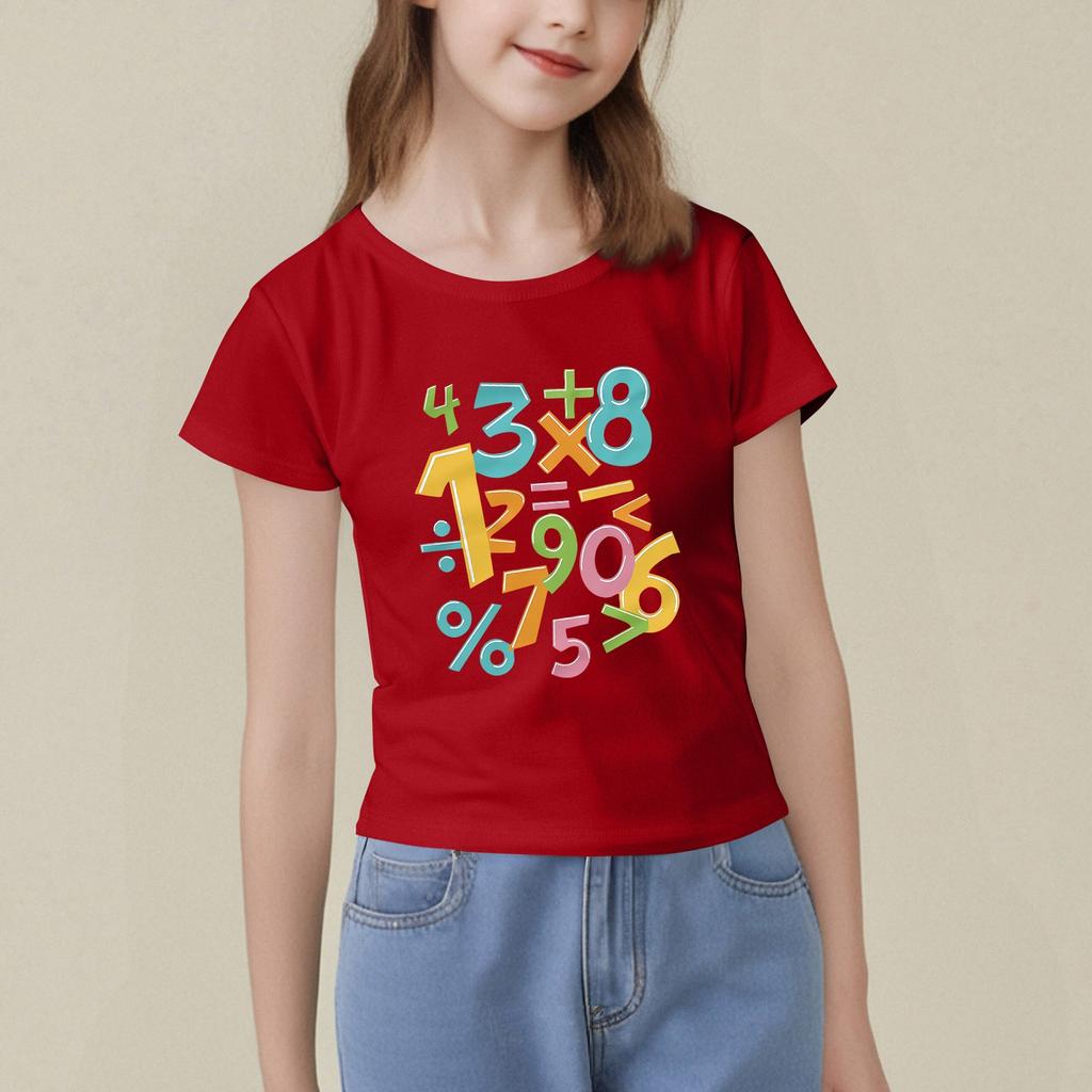 Детский набивной короткий рукав круглый вырез повседневный удобный свободный легкий топ