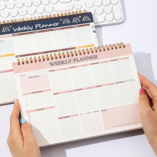 Undated Weekly Planner B5 Weekly To Do List Notebook Spiral Binding Desk Organizer with 52 Sheets for School Task Work Schedule