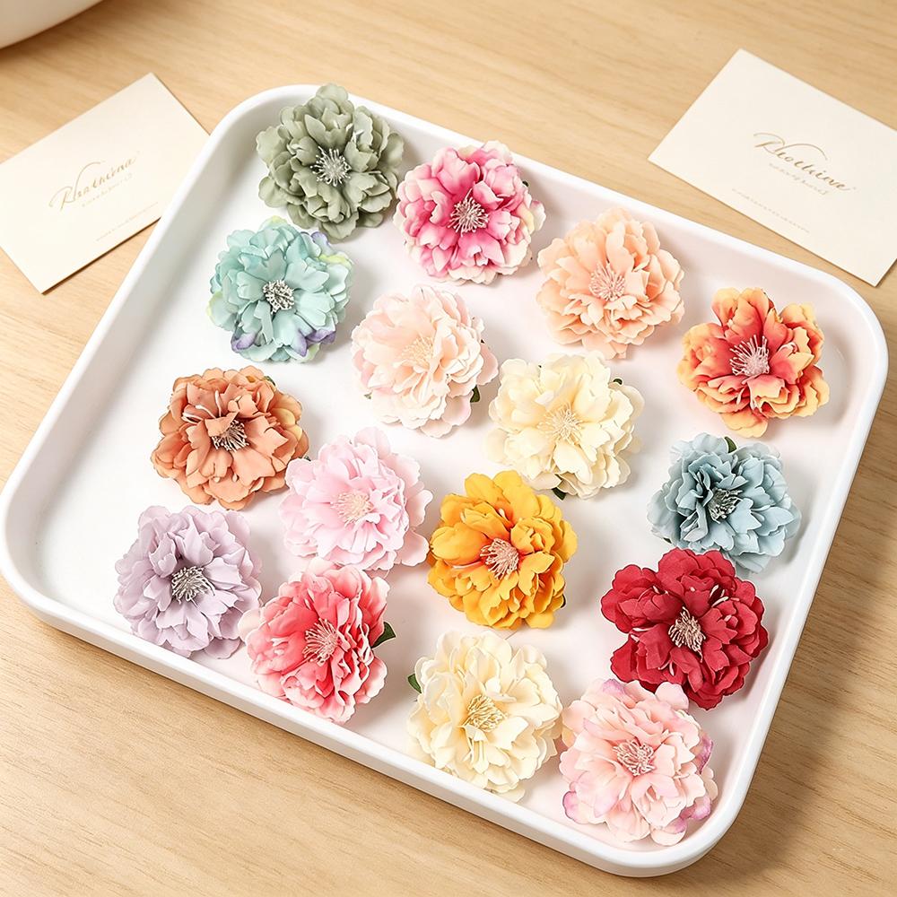 10Pcs Artificial Peony Flower 6cm Silk Fake Flower Home Decor Bride Wedding Decoration DIY Wreath Party Floral Dining Table Deco