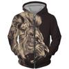Spring Autumn Men's Zipper Hoodie Sweatshirts 3D Animal Lion Beast Printing Hooded Pullover Fashion Jacket Casual Sportswear