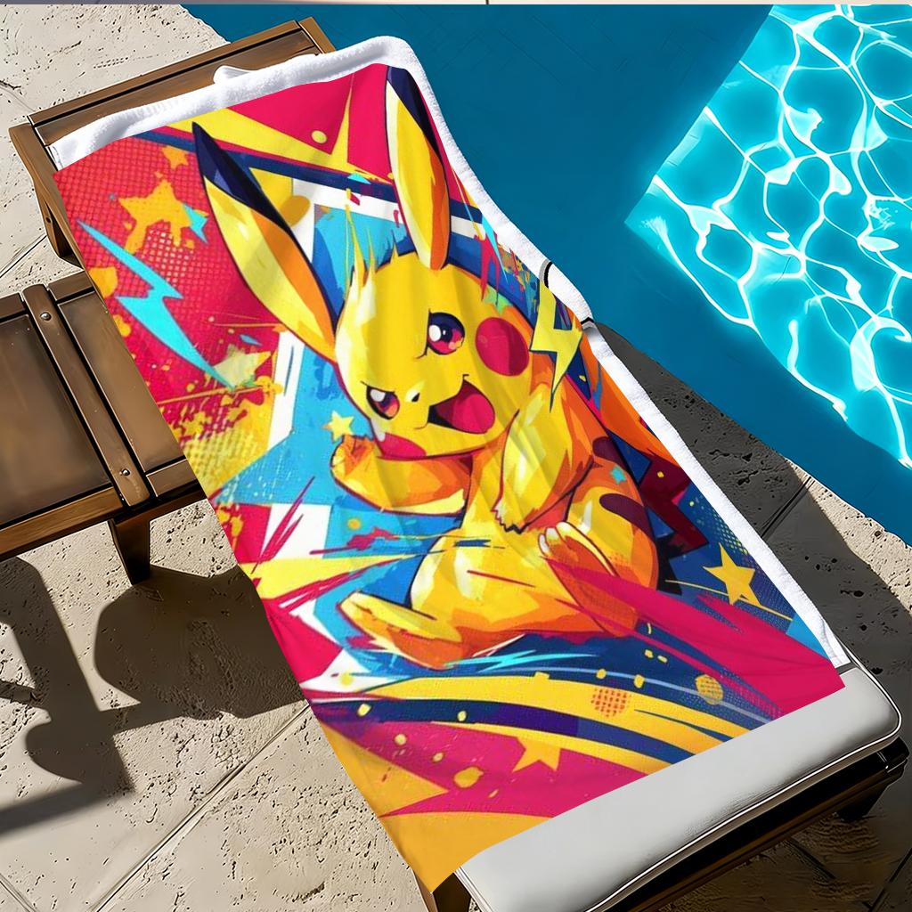 Яркое пляжное полотенце с Пикачу, принт Pokemon в стиле граффити, супервпитывающее микрофибровое полотенце для пляжа, бассейна, кемпинга