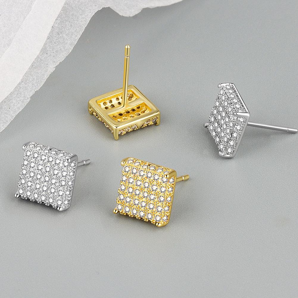 2025 New Best Selling Luxury, Fashion, Simple and Classic Dazzling Cubic Zirconia square Women's Stud Earrings Accessories
