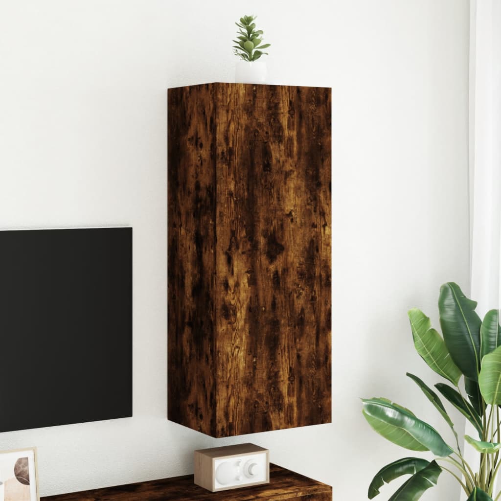 TV Wall Cabinet Smoked Oak Finish 40.5 x 30 x 102 cm Engineered Wood