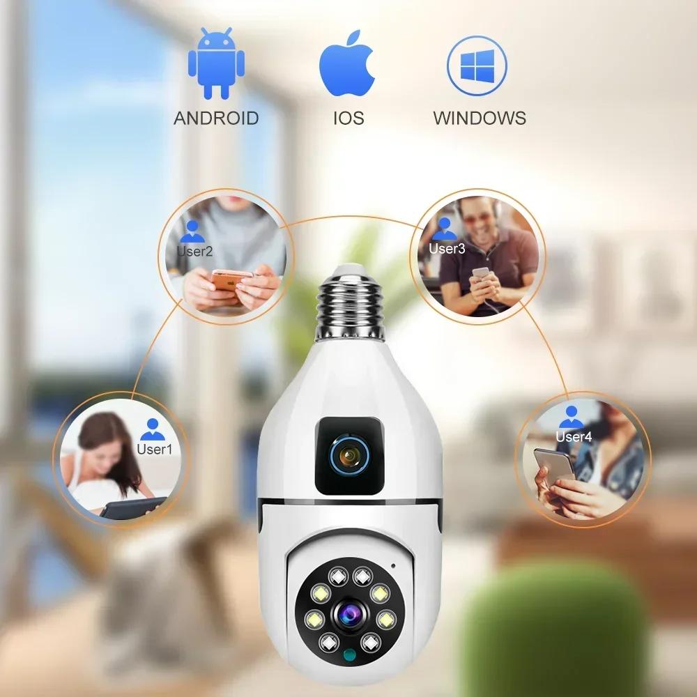 8-мегапиксельная E27 Bulb WIFI камера с 8-кратным зумом и двумя объективами для внутреннего наблюдения, слежения за человеком, беспроводные камеры с двусторонней аудиосвязью, цветное ночное видение