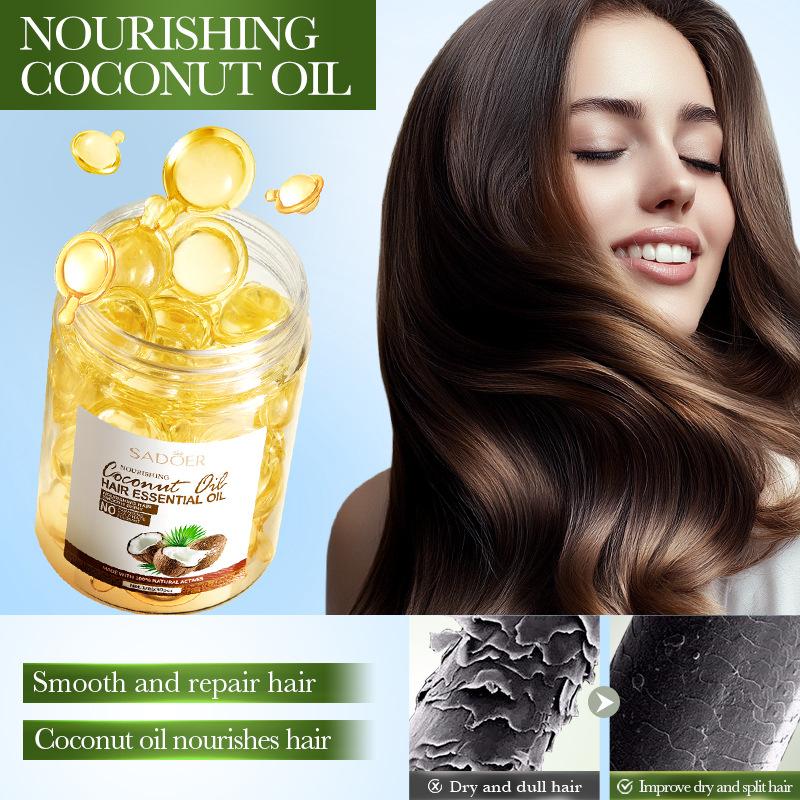 Coconut Oil Smooth Conditioner SADOER Nourishing Softening Hair Care Essential Oil Capsules
