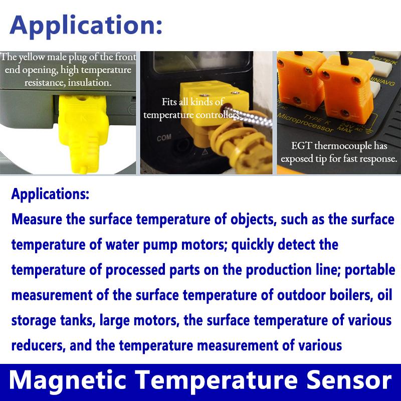 Strong Magnetic Adsorption Thermocouple Temperature Sensor 0-450 Degree K type Plug with Stainless Steel Shielded Wire