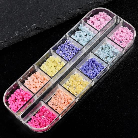 1 Box 3D Flower Nail Charms Multifunctional 12 Grid Design Phone Cases DIY Crafts Nail Art Supplies for Women