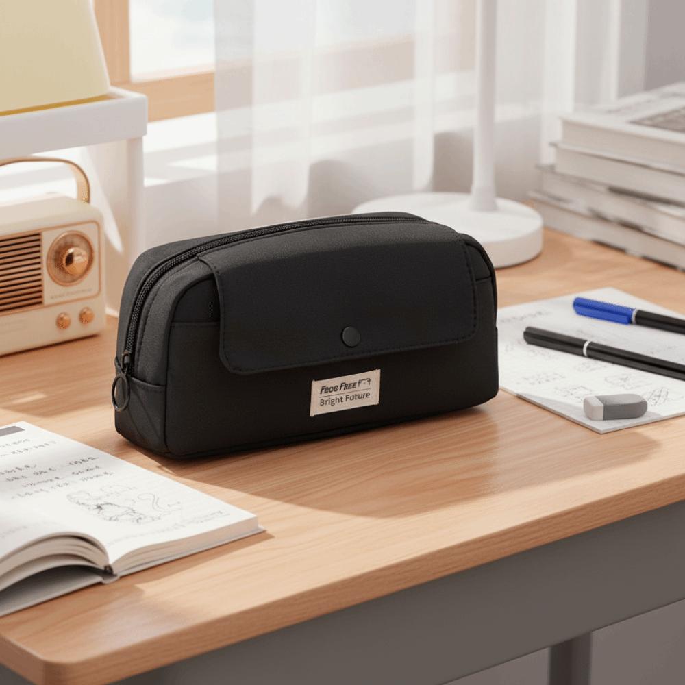 Large Capacity Stationery Bag Solid Color Storage Bag Pencil Case  Stationery Storage