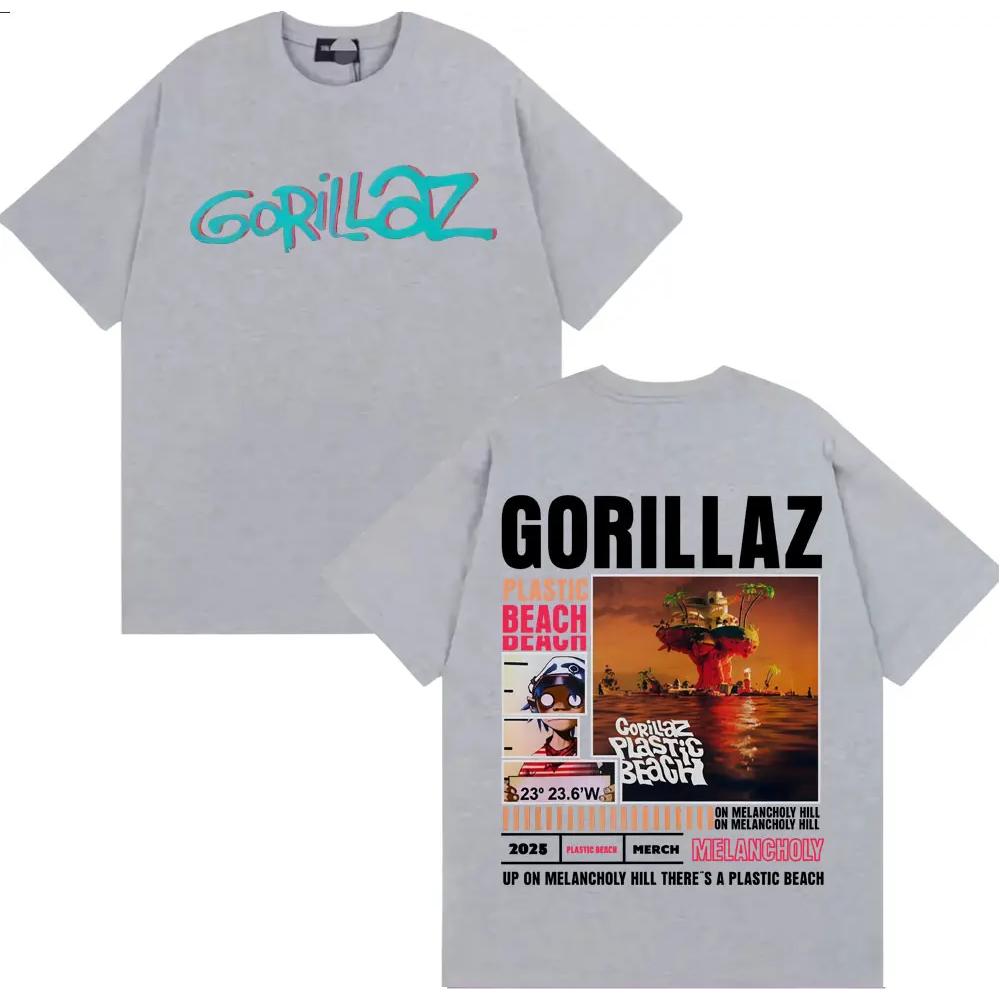 Рок-группа Gorillaz Мерч Мужская и Женская Ретро Мода Мультяшный Большой Хлопковый Повседневный Футболка
