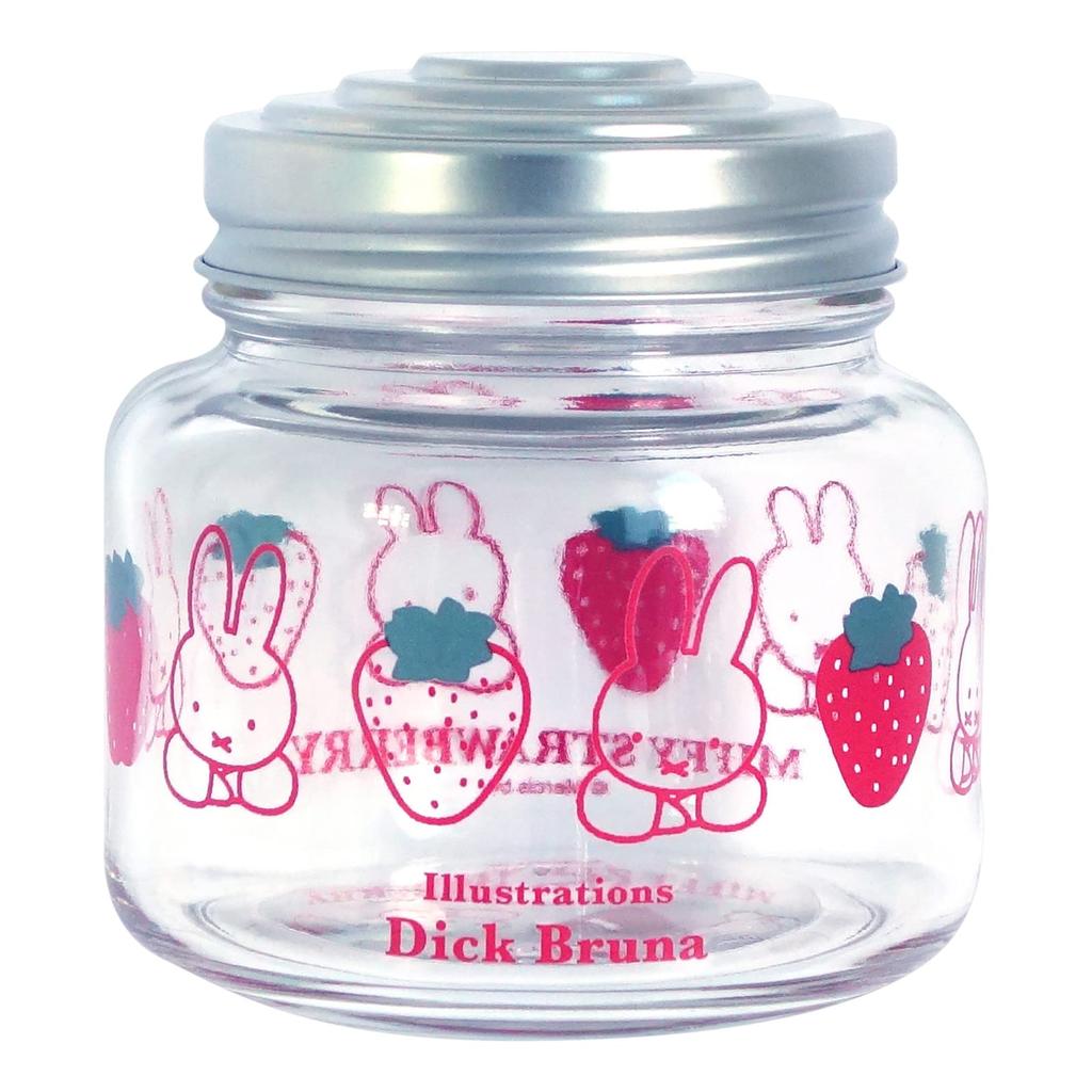 Kanesho Pottery Dick Bruna Candy Pot Glass Canister Storage Container 9cm MIFFY STRAWBERRY Strawberry Made In Japan 404168 (Kaneshotouki) "Miffy"