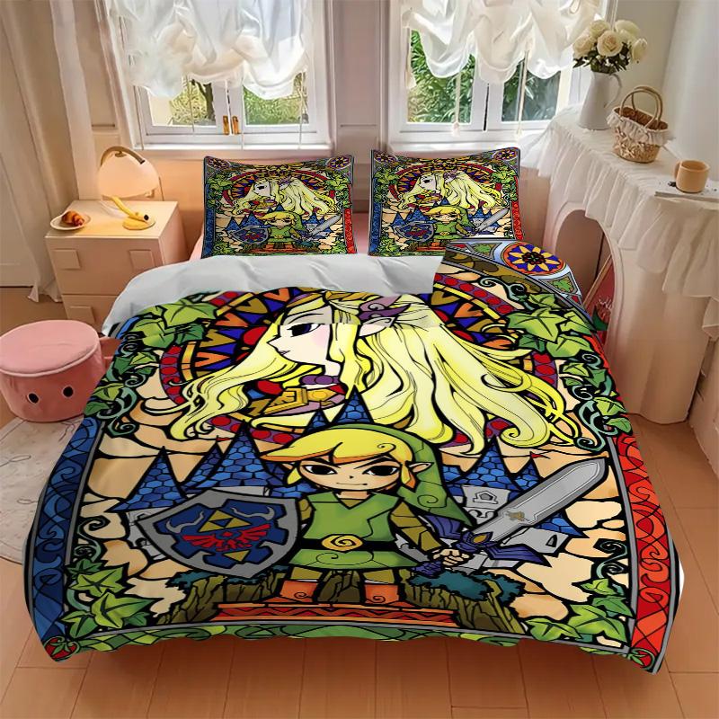 Link'S Glass Adventure Print 3Pcs Bedding Setduvet Cover With 2 Bedropillowcase Home Birthday Gift