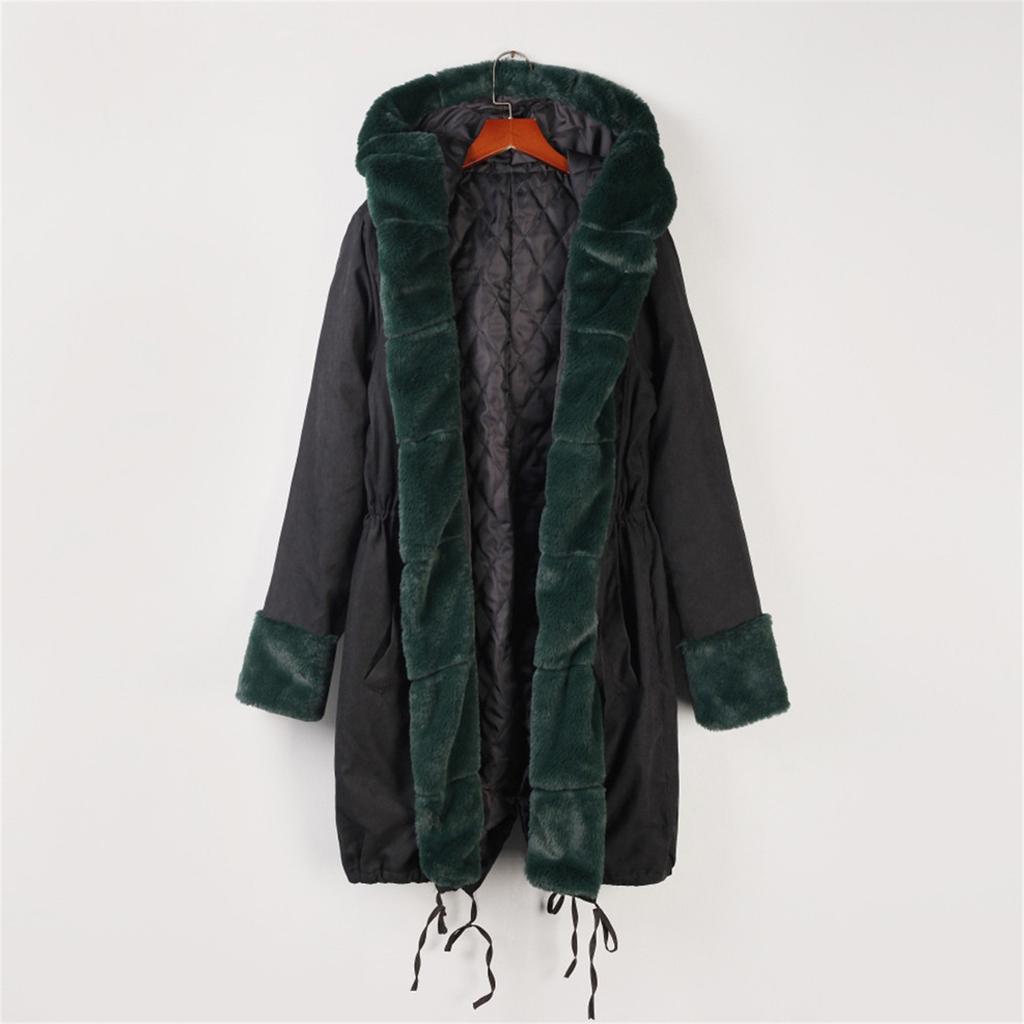Women's Faux-Fur Shaggy Winter Coat Long Sleeve Open Front Outwear Fishtail Hooded Jacket