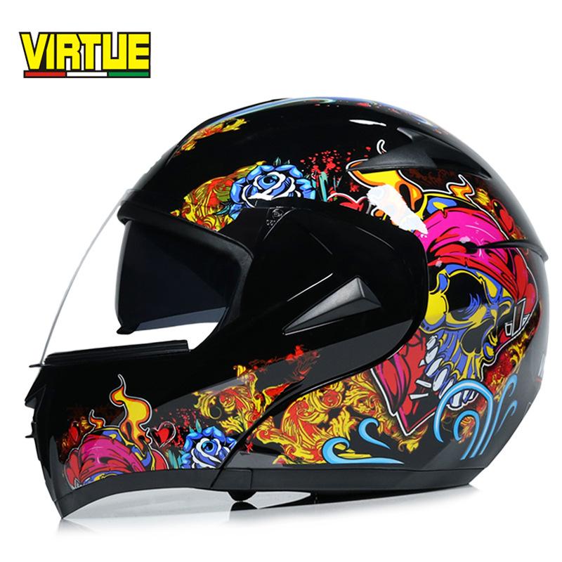 VIRTUE Motorsport Electric Non Motorcycle Helmet Men's Half Helmet Double Lens Full Helmet Running Helmet Carbon Fiber Pattern Road