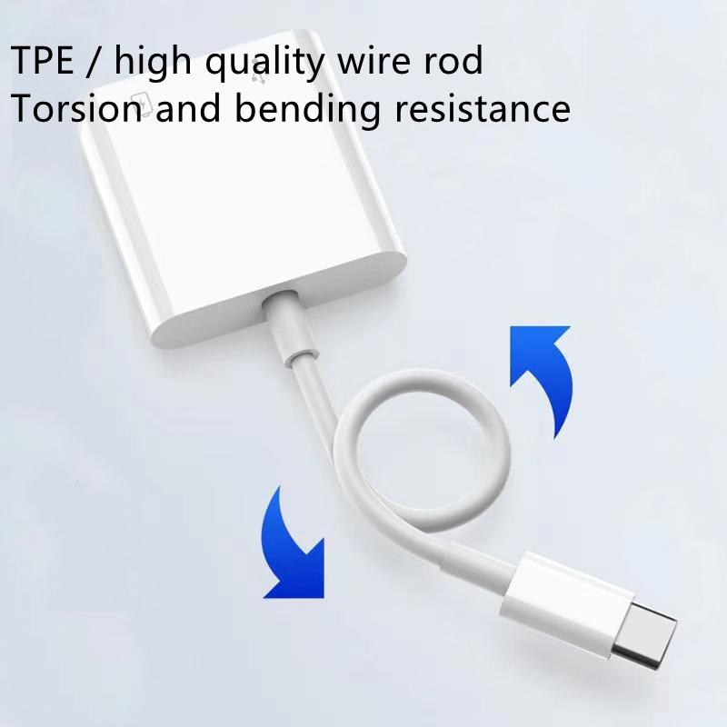 2In1 Type C To USB2.0 PD Charging OTG Adapter USB HUB Splitter Converter TPE+ABS