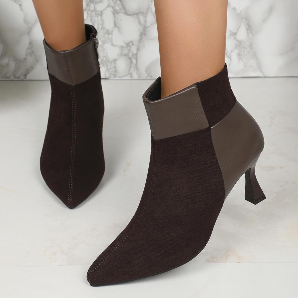 Женские сапоги 2024 года, новинка, горячая распродажа, женские сапоги с боковой молнией, осенние, с острым носком, однотонные, сексуальные, короткие, на тонком каблуке для женщин