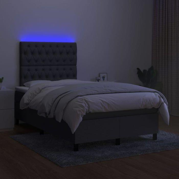 Maison Exclusive - Sommier à lattes de lit matelas LED gris foncé 120x190 cm tissu