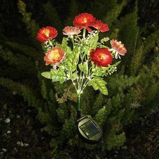 Artificial Snow Lotus Solar Light with Stake Weather-proof Outdoor Garden Yard Pathway Patio Yard