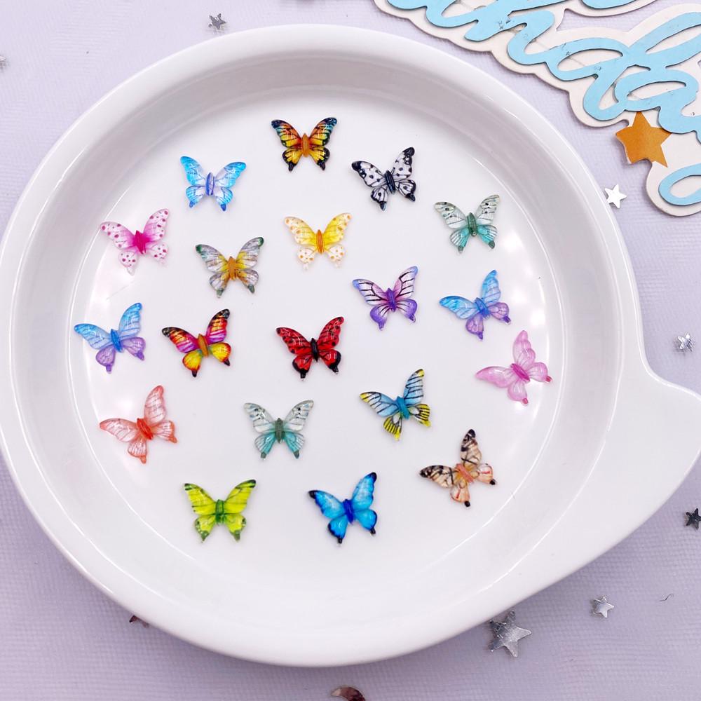 50 шт 10 мм разноцветные мини-кристаллы из смешанной смолы, красивые бабочки, стразы с плоской задней стороной, сделай сам, аппликация для дизайна ногтей, аксессуары для поделок