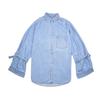 Levis Мода Повседневный Простой Однотонный Поло Деним Рубашка с Длинным Рукавом Женские рубашки Синий 56114-0001