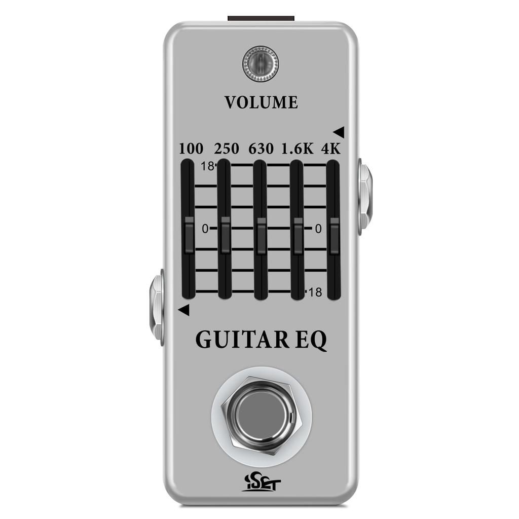 ISET Silver Analog Guitar Equalizer Pedal For Electric and Acoustic Guitar With True Bypass