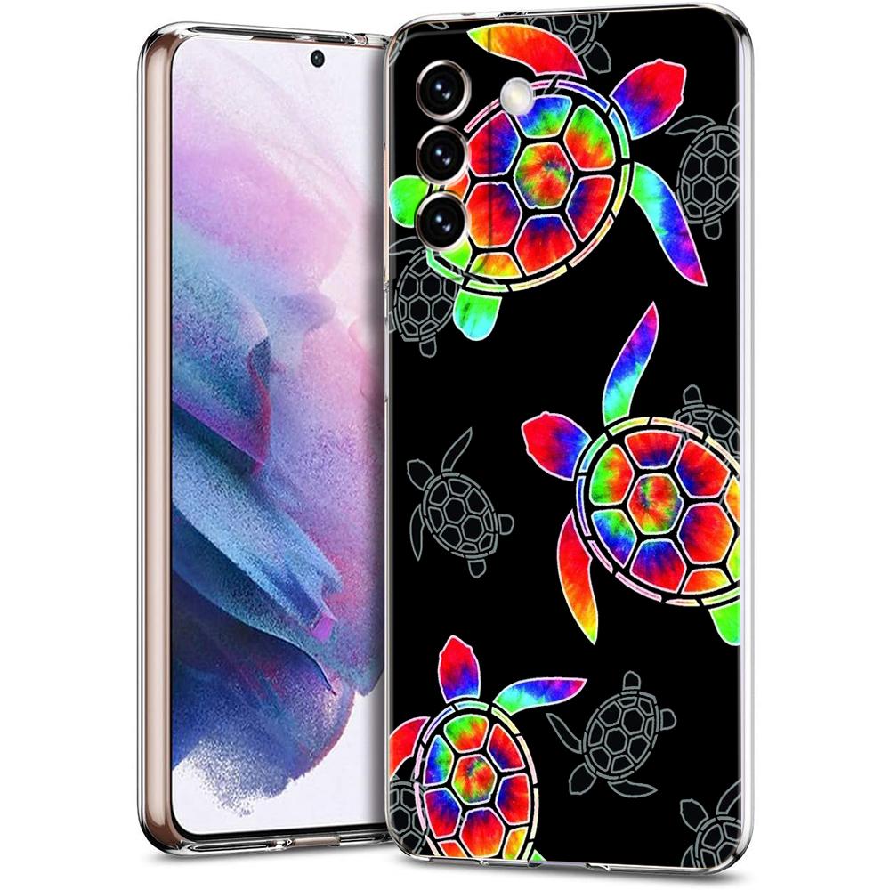 Чехол для телефона Samsung S24 Ultra S23 FE S22 S20 S21 5G S10 S9 Plus S10E S8 Мягкий Прозрачный милый Мультяшный морская черепаха океанский синий Чехол