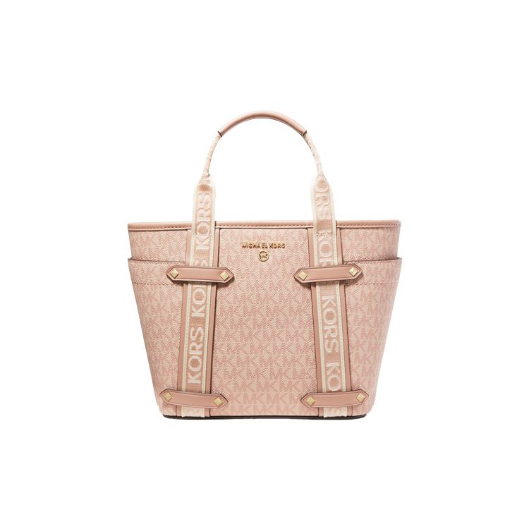Michael Kors MK Maeve Сумка-тоут для поездок с принтом букв и цветовыми блоками Сумка для покупок Сумка через плечо Женская сумка-тоут Ballet-Pink 30T2G5VT1B-857