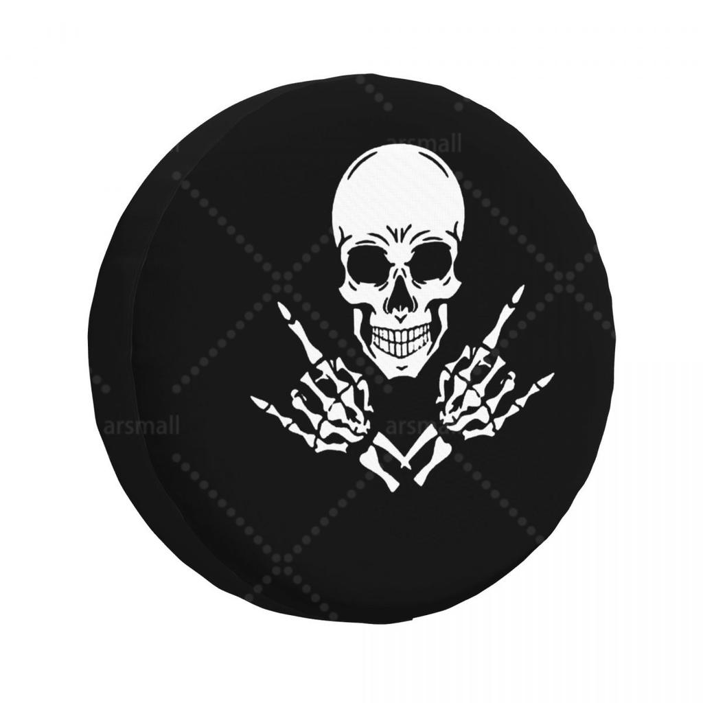 Skeleton Skull Hands Gestures Rock Roll Car Tire Dust Cover SUV Truck Travel Trailer,Waterproof Tires 14" 15" 16" 17" Wheel
